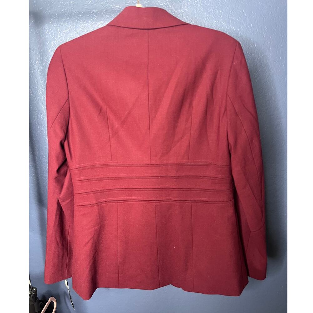 Doncaster Collection Wool Blazer Jacket Burgundy Tailored Career Size 8 NWT - Picture 2 of 5